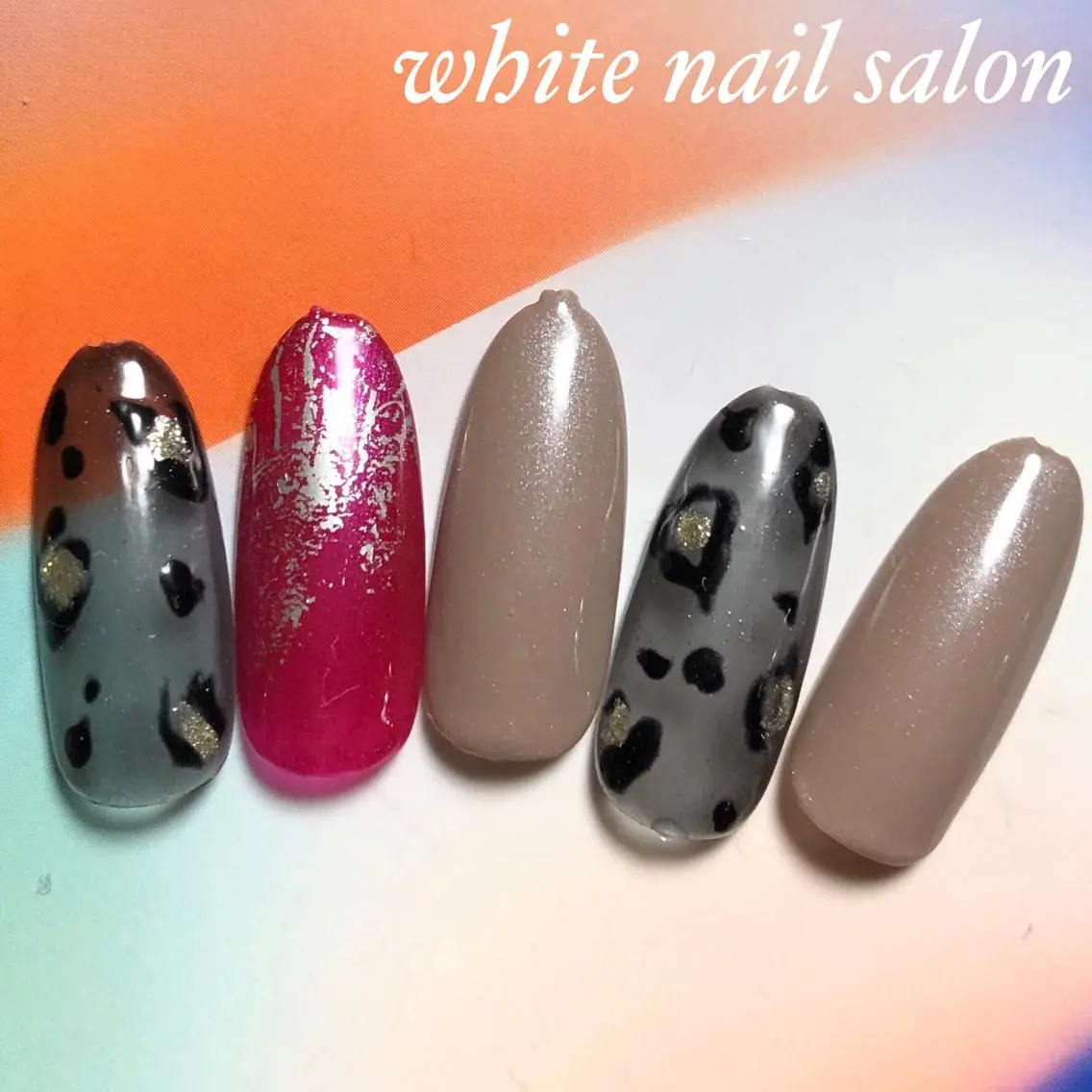 ネイル アニマル柄 アートネイル フレンチネイル ジェルネイル オフィスネイル ハンドネイル white nail salonのネイルデザイン