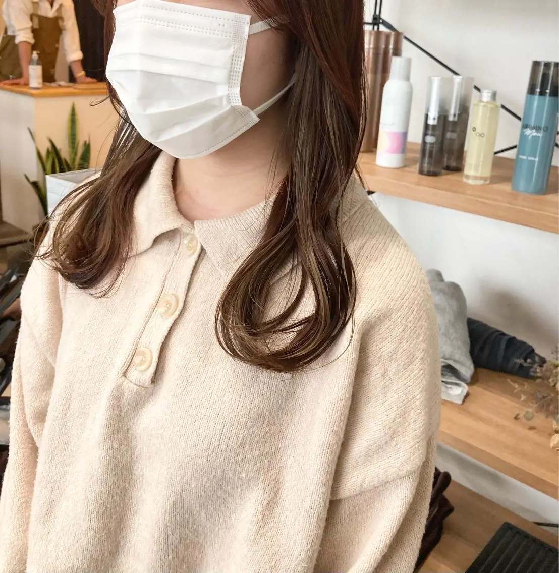 セミロング カット ヘアカラー トリートメント ✨色持ちの良い艶 カラー✨蟹江真世のヘアスタイル