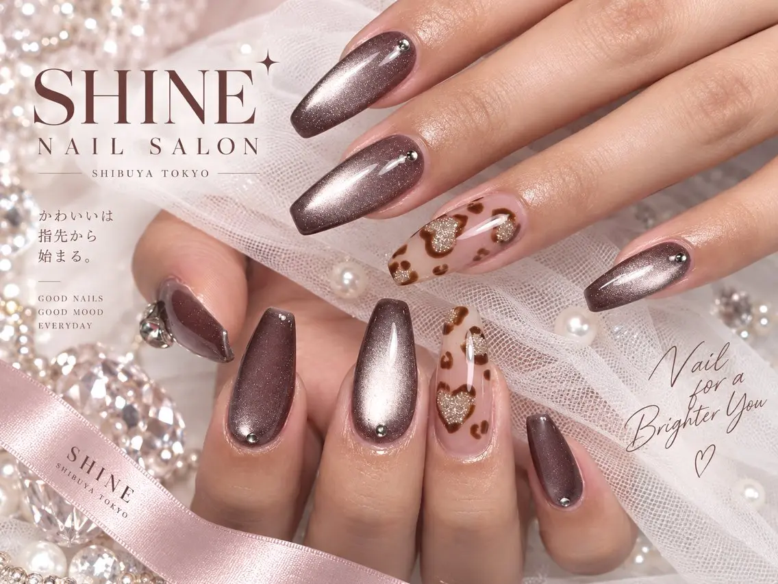 ネイル shineジェル& チップ長さだしのネイルデザイン