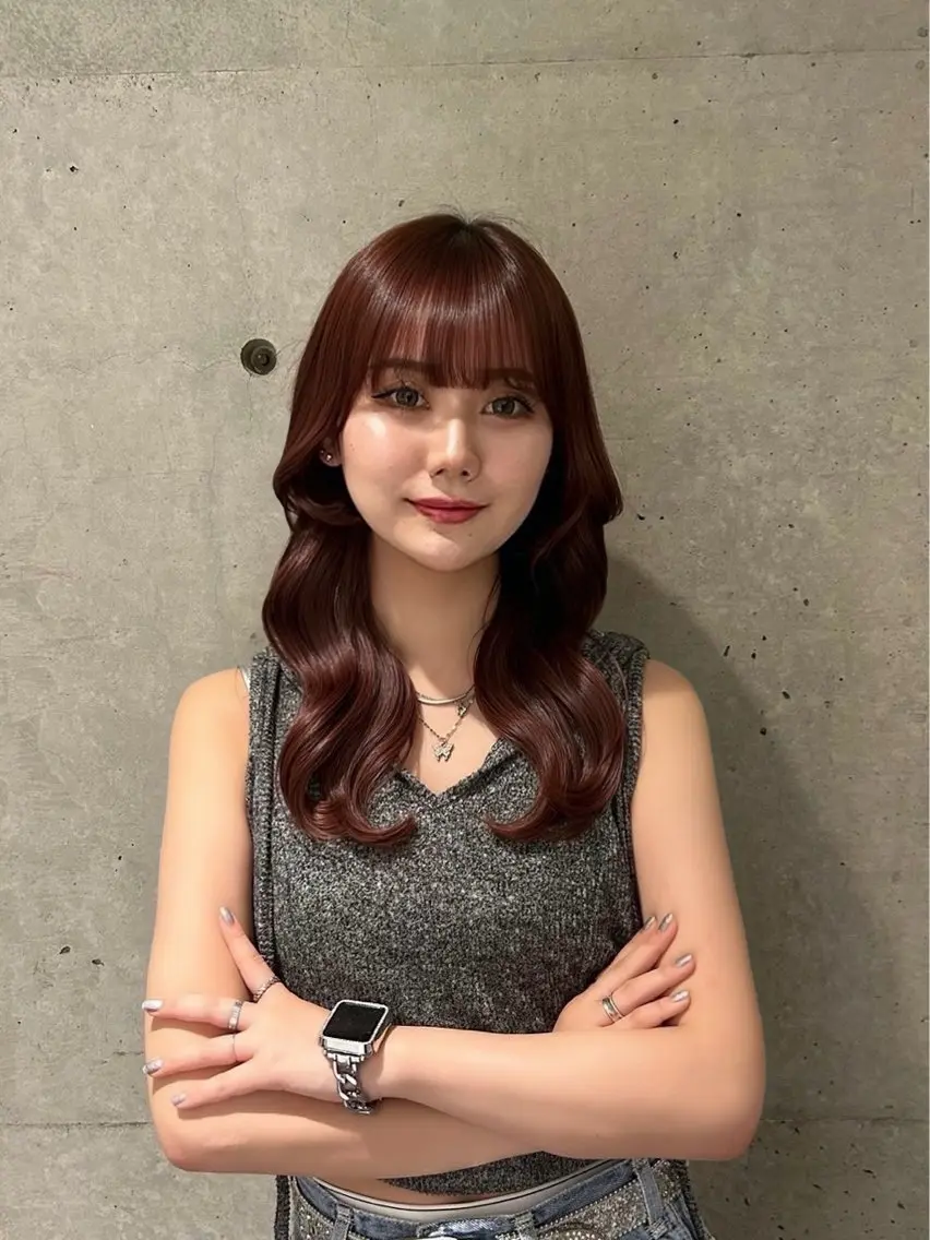 セミロング カラー ヘアアレンジ ブラウンカラー 韓国風ヘア 瑞希 / GINZA assistantのヘアスタイル