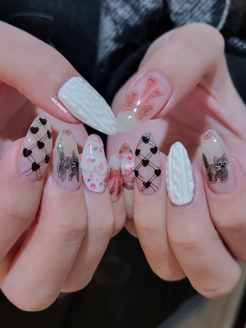 ネイル ハンドネイル 3dパーツ/流行り 👧shushu❤️のネイルデザイン