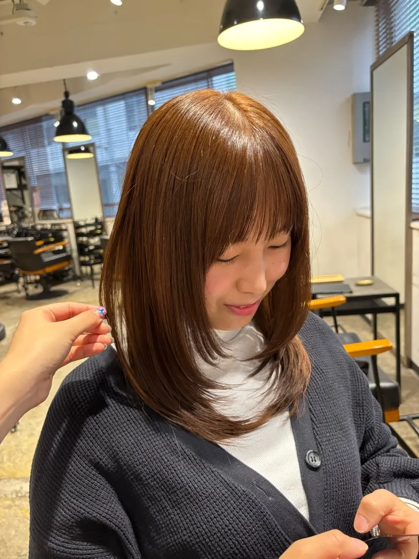 セミロング カット トリートメント 艶カラー/🇰🇷 レイヤー/mamiのヘアスタイル