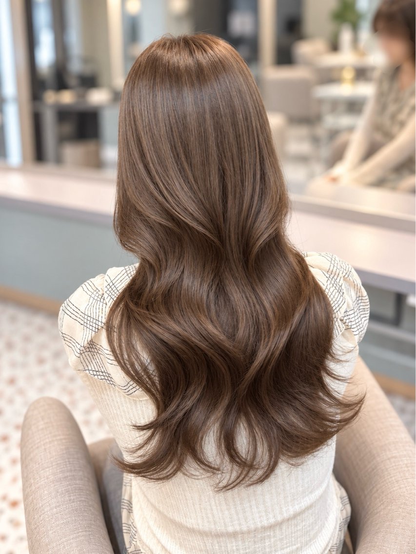 ミディアム カット ヘアカラー トリートメント 顔周りカット/韓国風 レイヤーカット　ナギのヘアスタイル