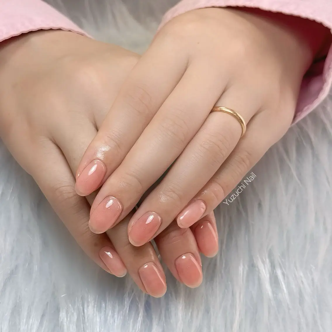 ネイル オーロラネイル チークネイル 長さ出し フットネイル ジェルネイル Yuzuchi Nailのネイルデザイン