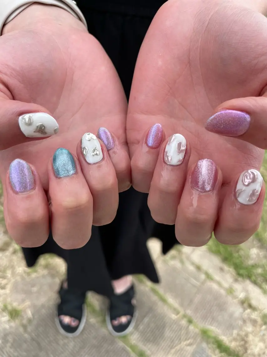 ネイル ハート マグネットネイル ミラーネイル Betty❤︎ ネイル＆よもぎ蒸しのネイルデザイン