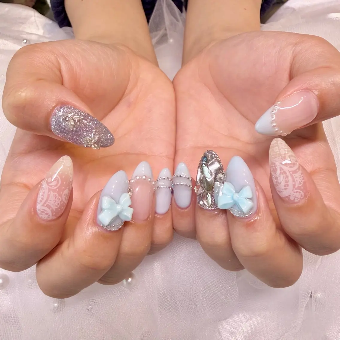 ネイル レース ハンドネイル nail salon e'mu💐のネイルデザイン