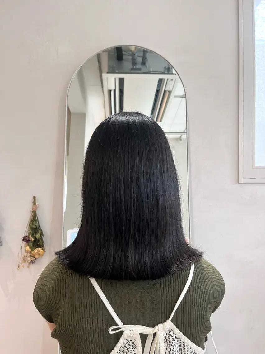 セミロング カラー 酸性ストレート 暖色カラー／ ヘアセット🌛櫻井舞のヘアスタイル
