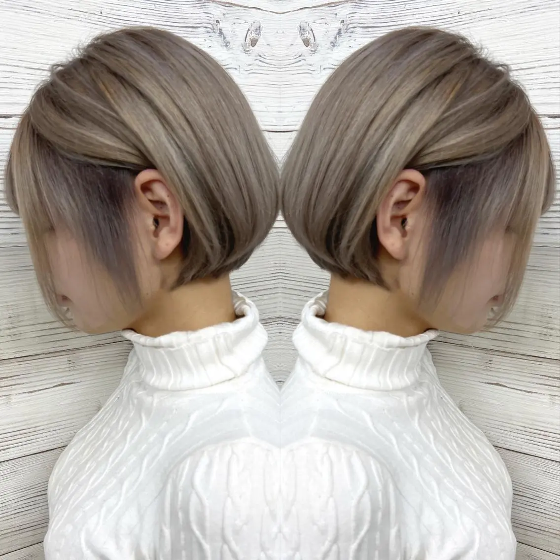 ショート カラー ヘアアレンジ ブリーチ ケアブリーチ 透明感カラー グレージュ ハイトーンカラー ヘアカラー トリートメント 枝毛カット&髪質改善 満足NO.1岡しゃんのヘアスタイル