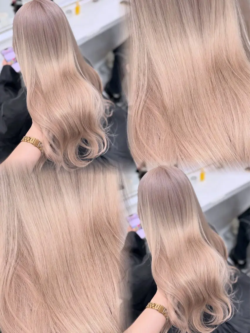 ロング カラー ヘアカラー トリートメント ヘッドスパ ヘアセット 💛ミルクティー 色落ち可愛い💛のヘアスタイル