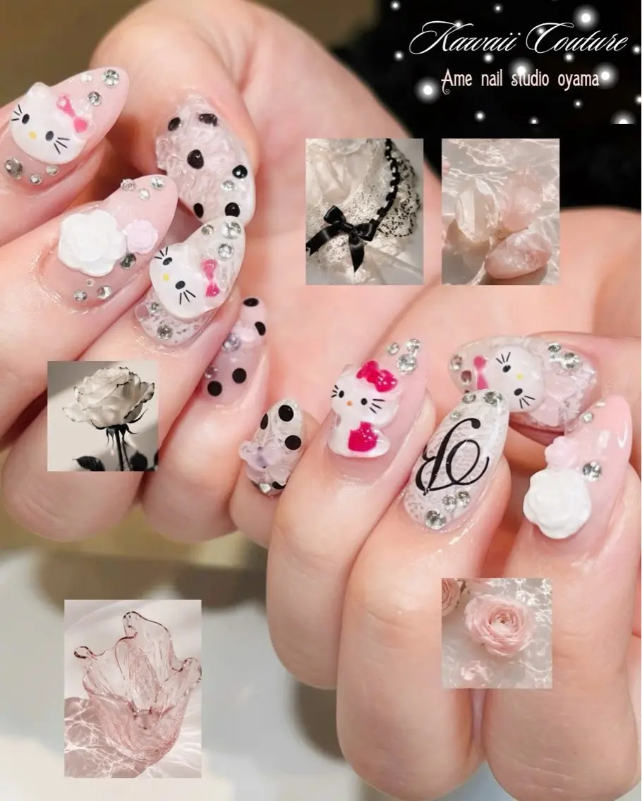 ネイル リボン ハンドネイル ハンドケア AME NAIL STUDIO小山店のネイルデザイン