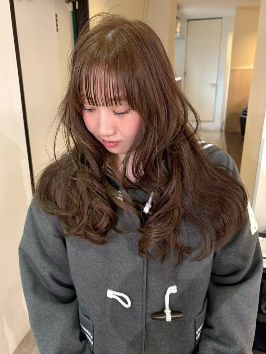 ロング カラー ブリーチ 透明感カラー ダブルカラー ブリーチなしカラー 縮毛矯正 ヘアカラー mizuki/ピンク ベージュ.レイヤーのヘアスタイル