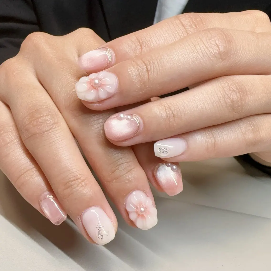 ネイル アートネイル チークネイル 長さ出し フレンチネイル ジェルネイル Rika nail cocoのネイルデザイン