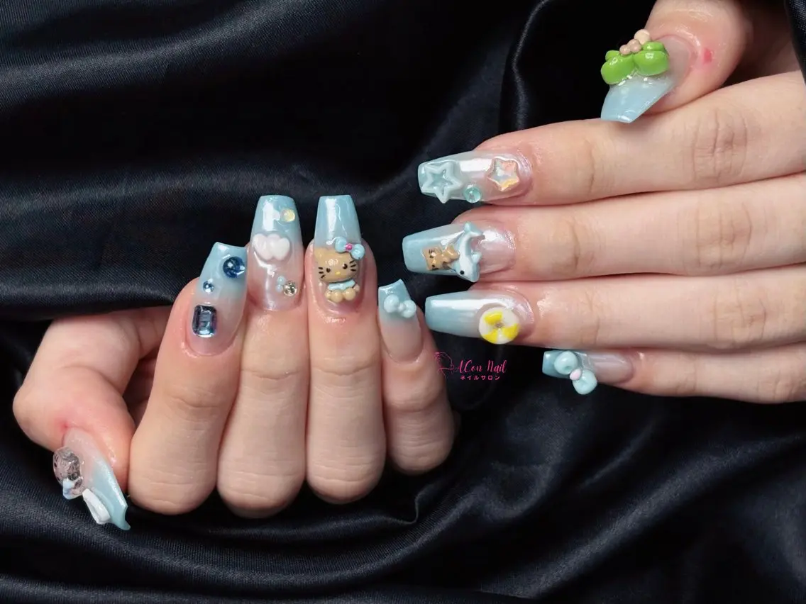 ネイル 桜ネイル 長さ出し フラワーネイル フレンチネイル ジェルネイル ハンドネイル ACon NailSalonのネイルデザイン
