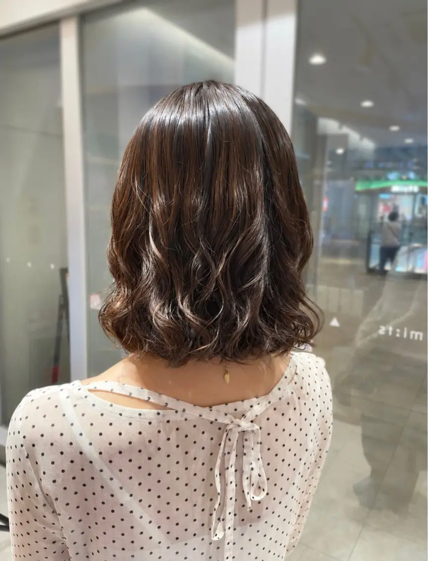 ミディアム パーマ パーマ ☁️ボブパーマ/ 咲良🪄のヘアスタイル