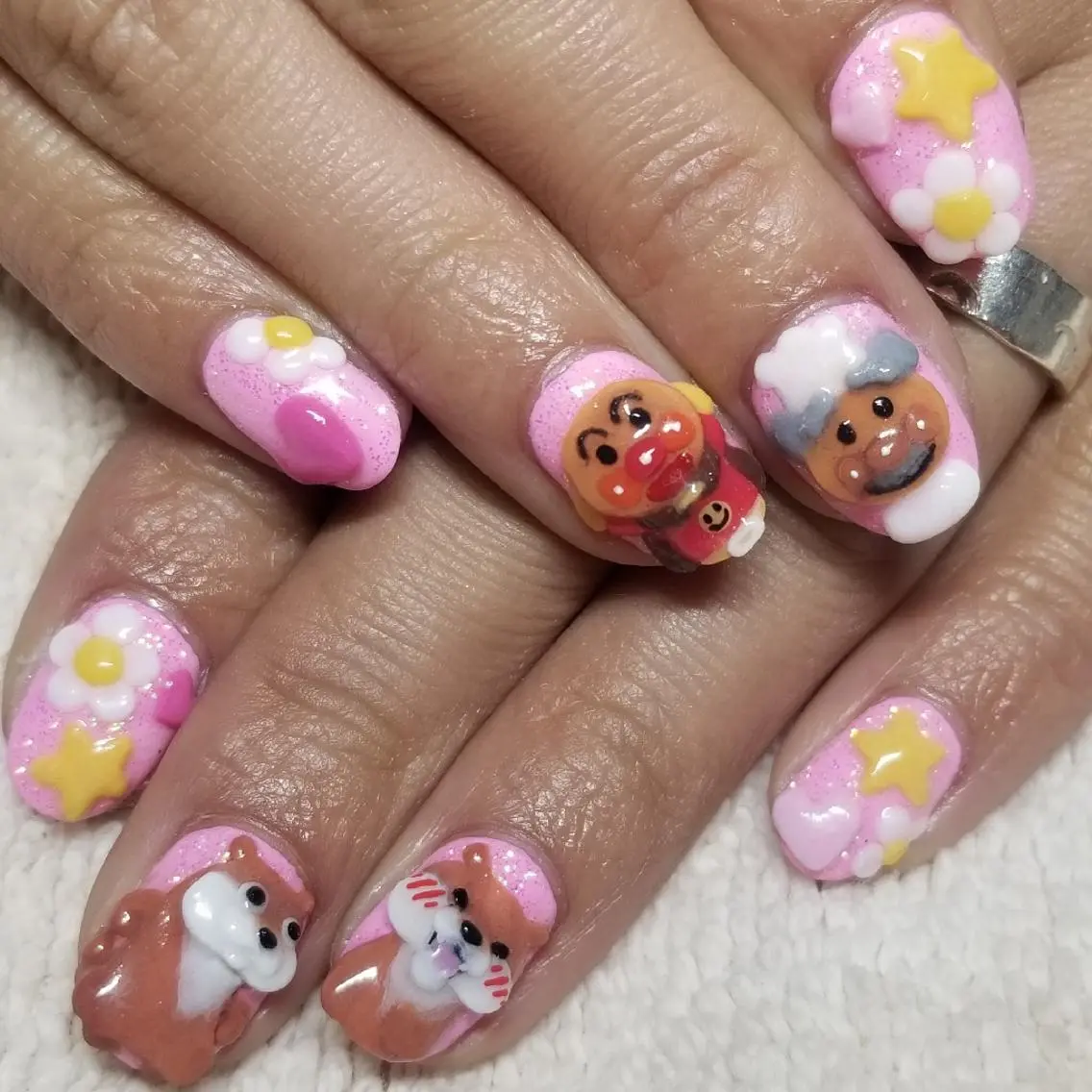ネイル ハート ラメ(グリッター) ワンカラーネイル ピンク 春ネイル ハンドネイル よしだ ひろきのネイルデザイン