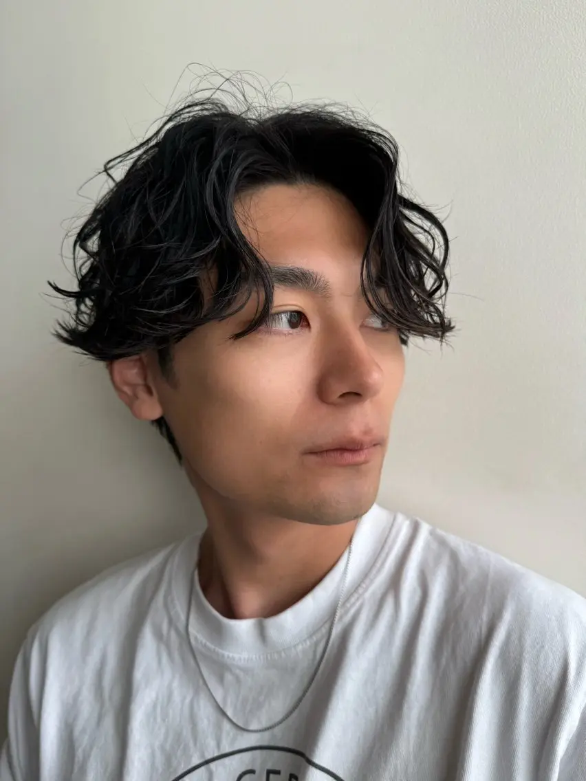 ショート パーマ メンズ カット パーマ 曲がる縮毛矯正 バレイヤージュ森田のヘアスタイル