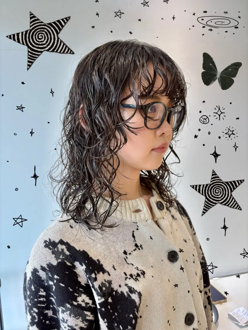 セミロング パーマ セミロングパーマ 顔周りカット カット パーマ ブリーチパーマ 🎀Rumiのヘアスタイル