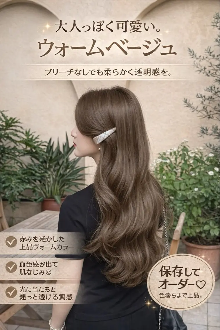 ロング カラー ベージュカラー ブリーチ ブラウンカラー ブラウンベージュ ケアカラー ヘアカラー トリートメント ヘアセット 透明感カラー✨🩵 韓国ヘアkanatoのヘアスタイル
