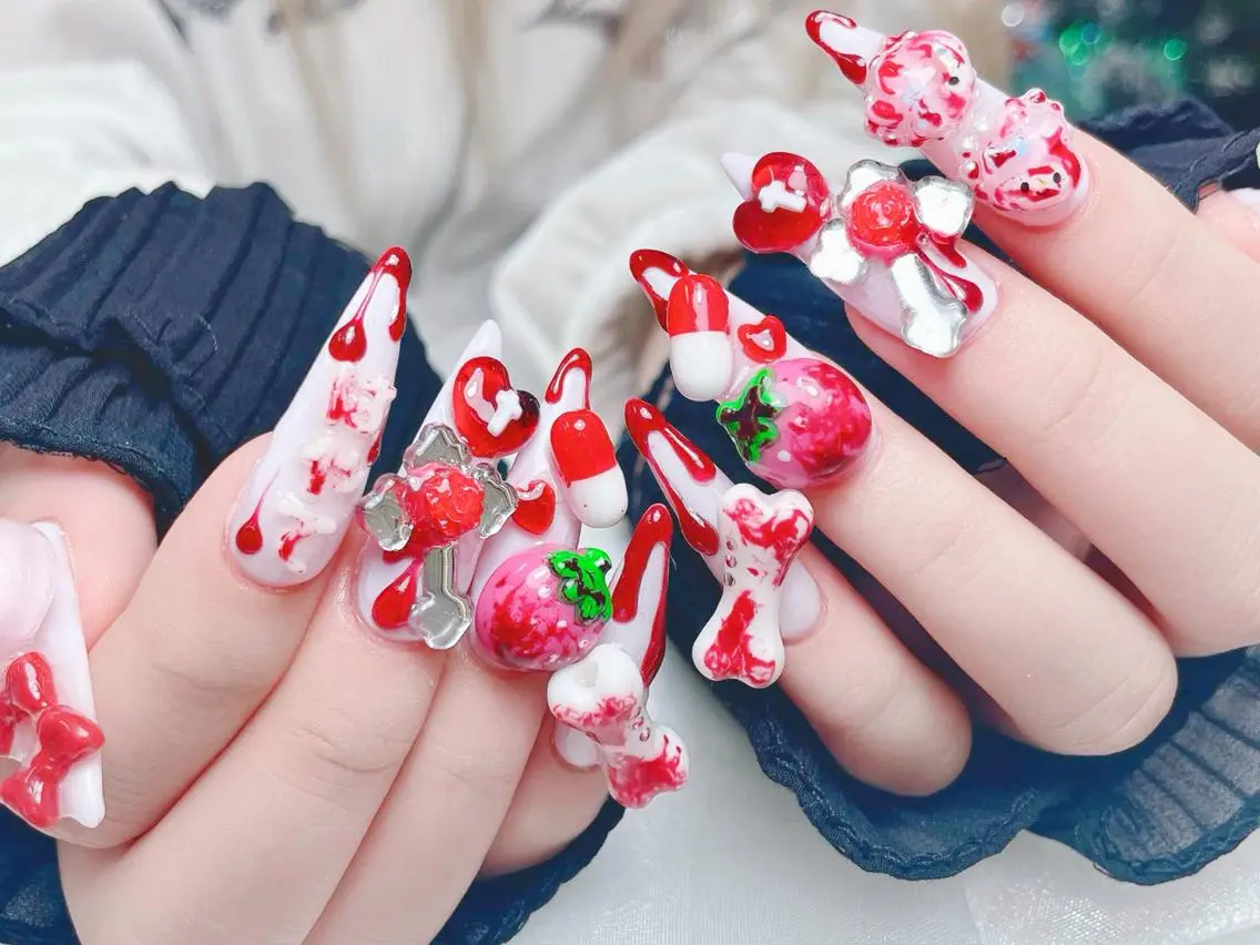 ネイル 成人式 大理石ネイル(マーブル) リボン 夏ネイル ネイルチップ ハンドネイル Mi Na Nail Salonのネイルデザイン