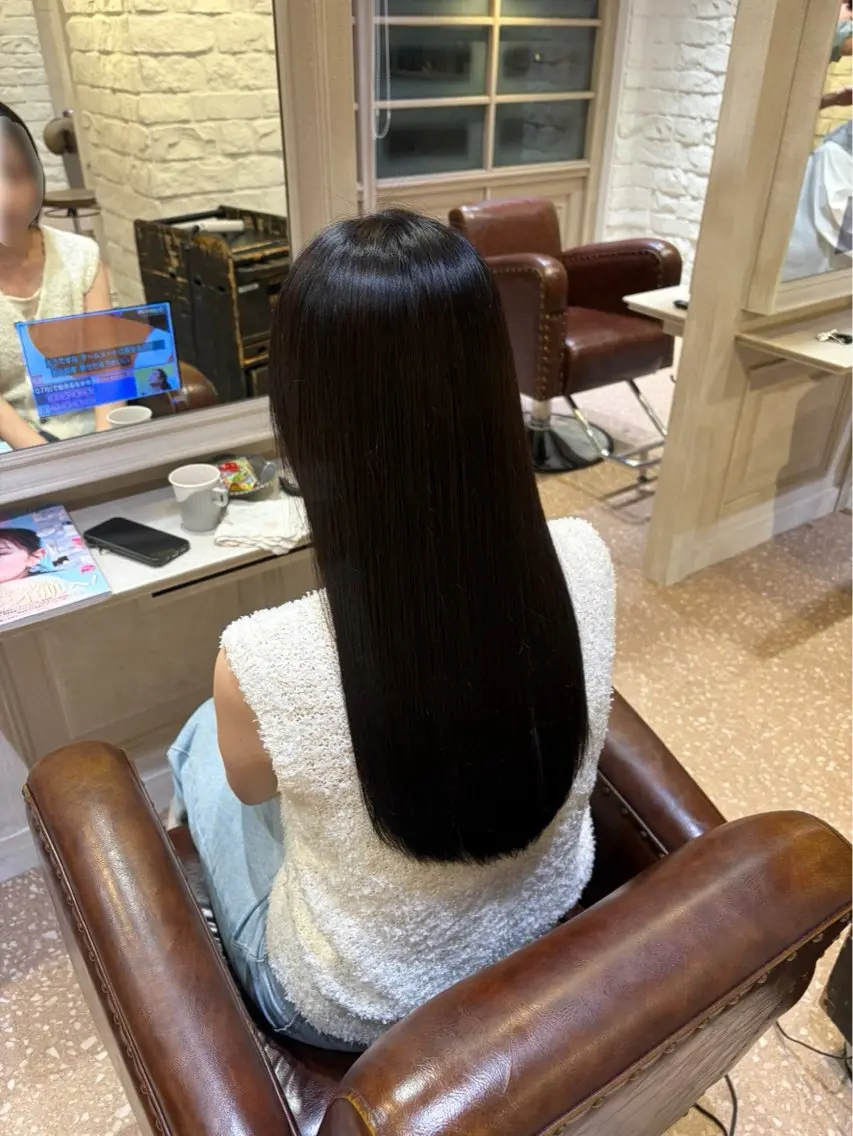 ロング カラー 黒髪 ヘアカラー 阿部 未來のヘアスタイル