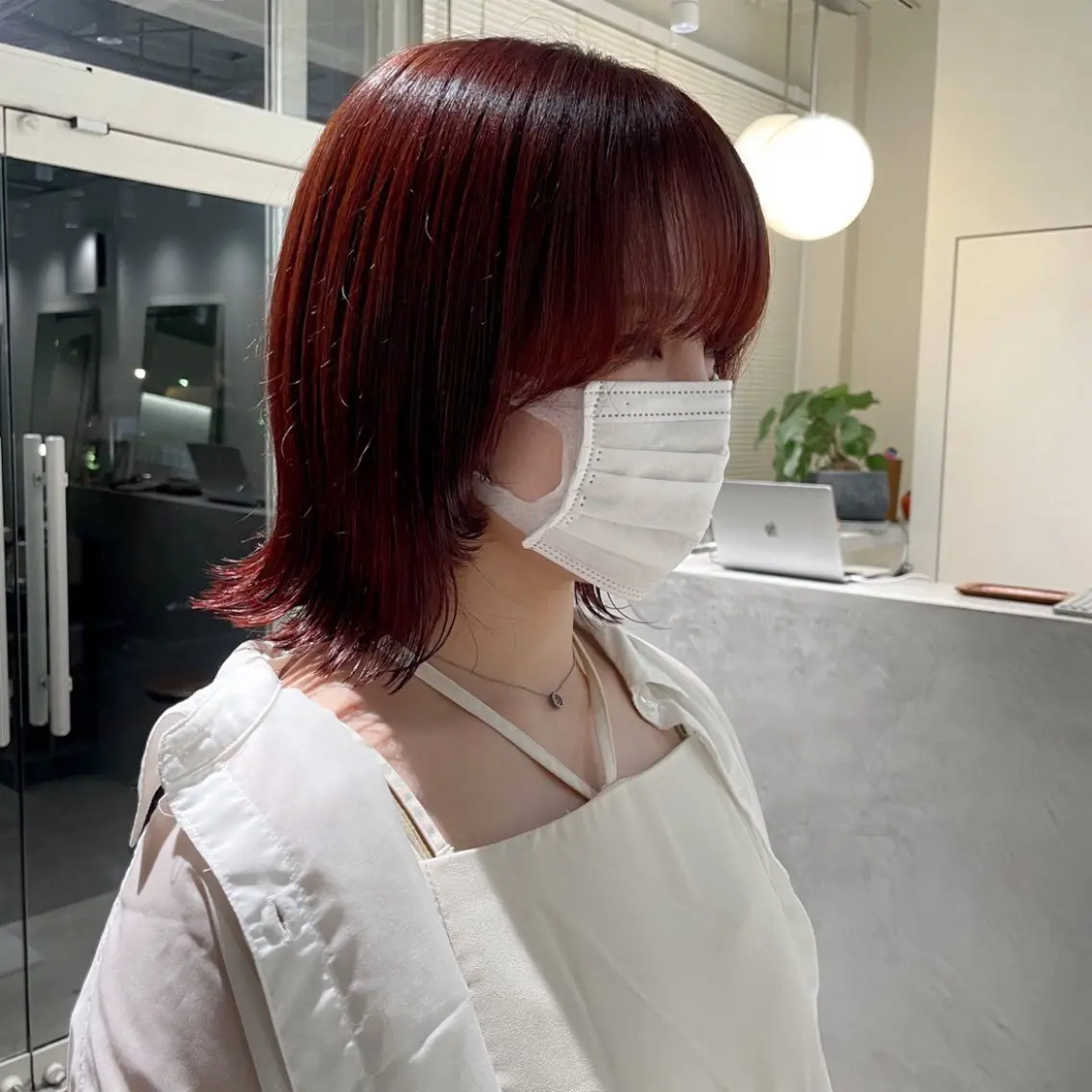 ミディアム カラー ヘアカラー 林 千聖のヘアスタイル
