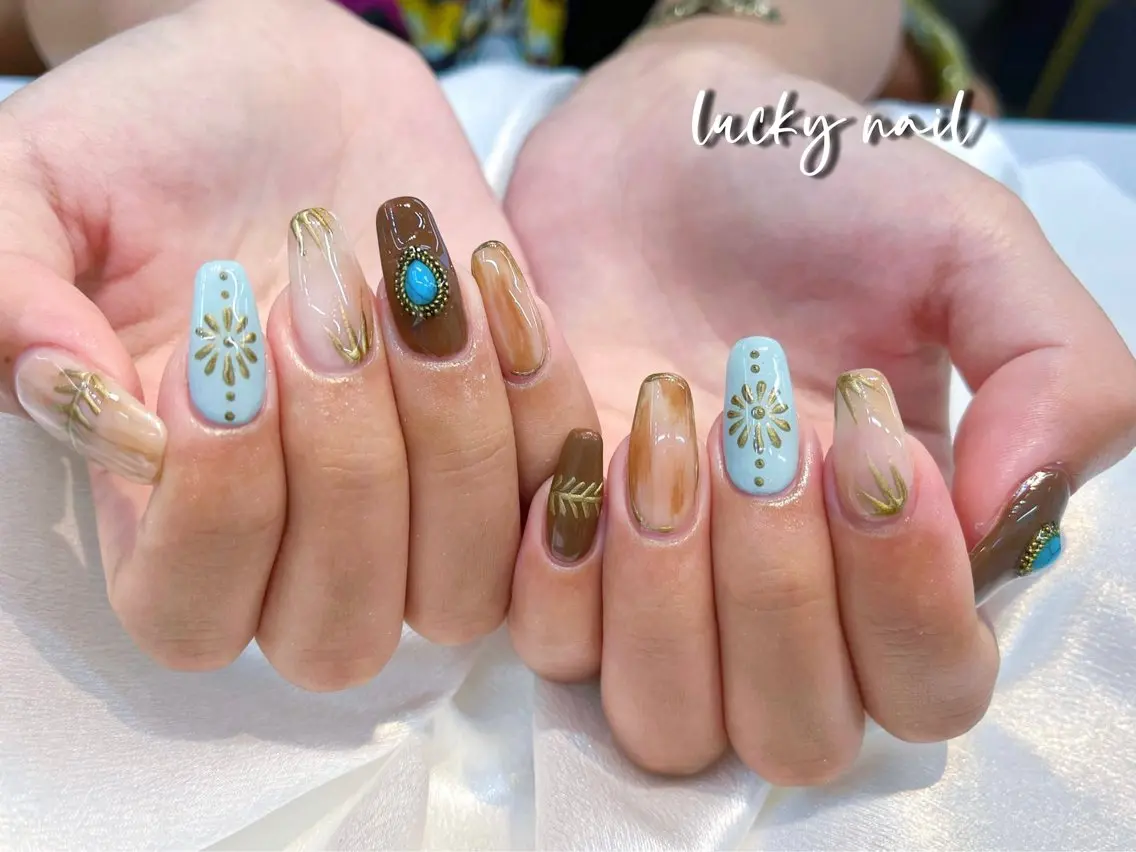 ネイル アートネイル チークネイル 長さ出し ジェルネイル マグネットネイル Lucky nail 小林和希のネイルデザイン