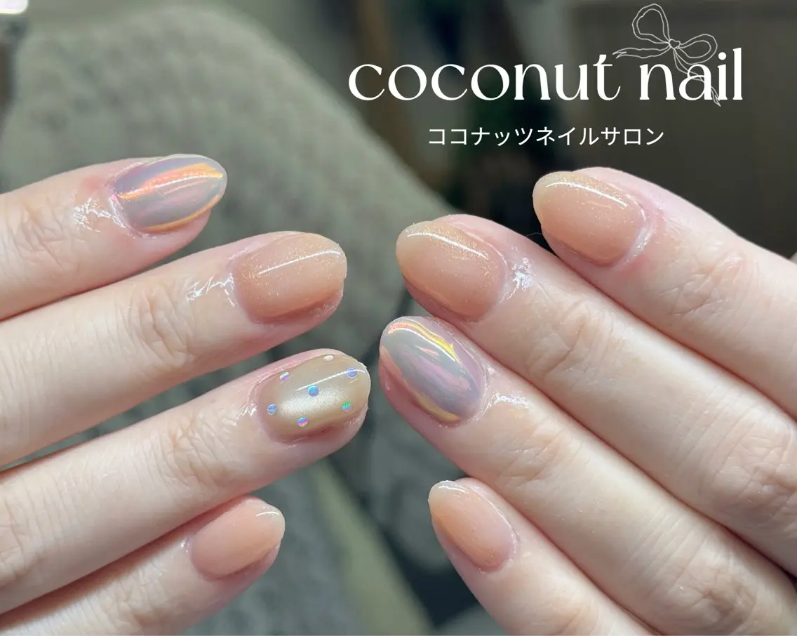ネイル べっ甲ネイル フレンチネイル キラキラネイル マグネットネイル 大理石ネイル(マーブル) ハンドネイル 神田 ココナッツのネイルデザイン