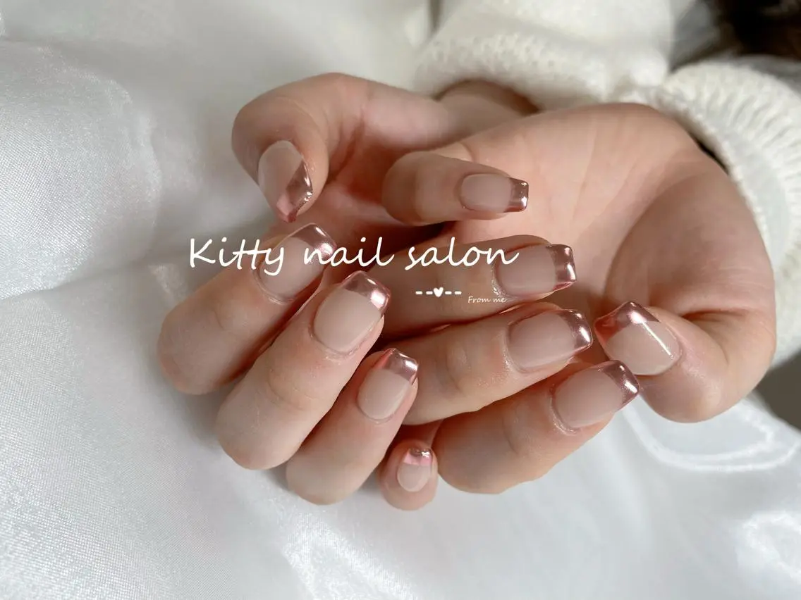ネイル フレンチネイル ミラーネイル kitty nail salonのネイルデザイン