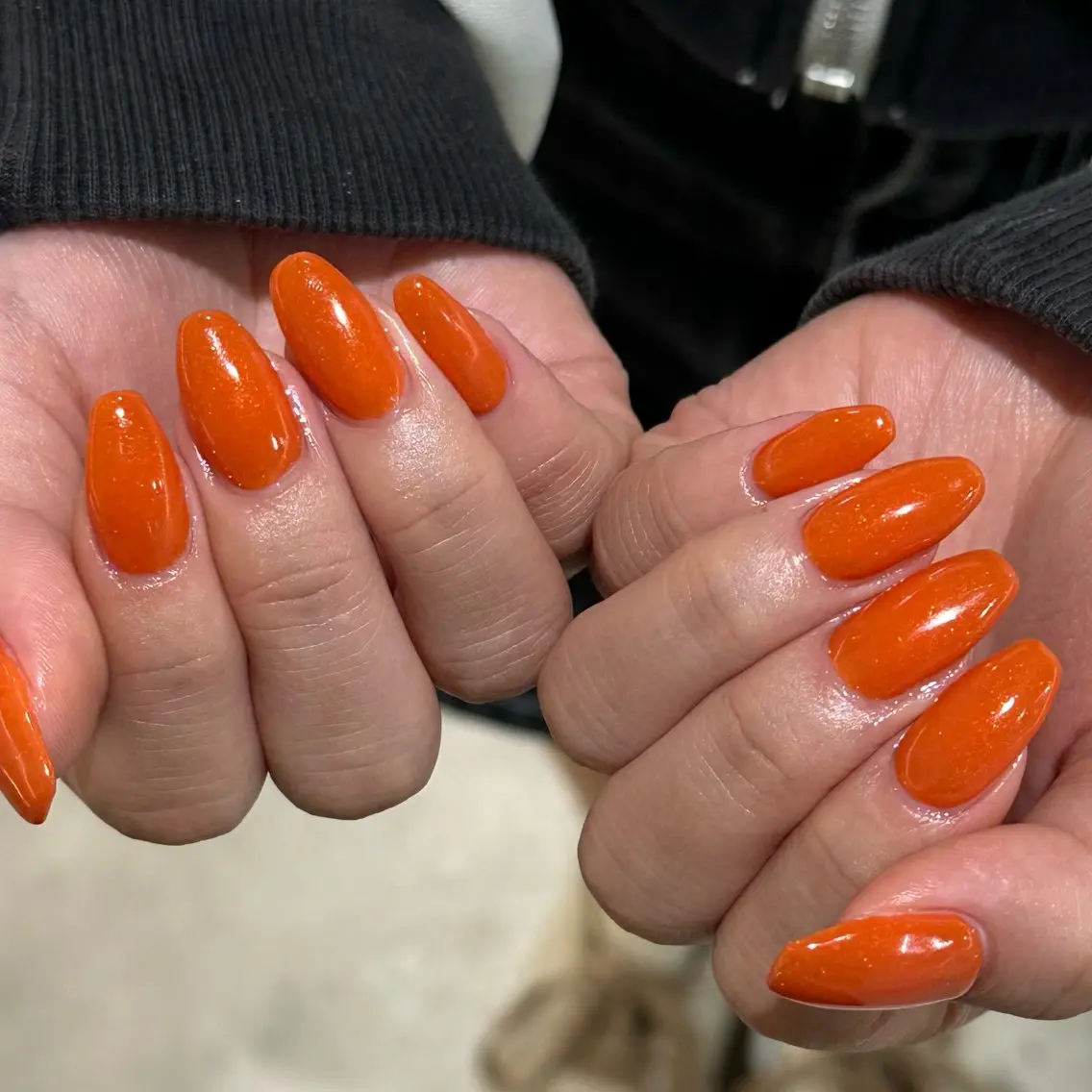 ネイル ラメ(グリッター) ワンカラーネイル オレンジ Umezawa Minoriのネイルデザイン