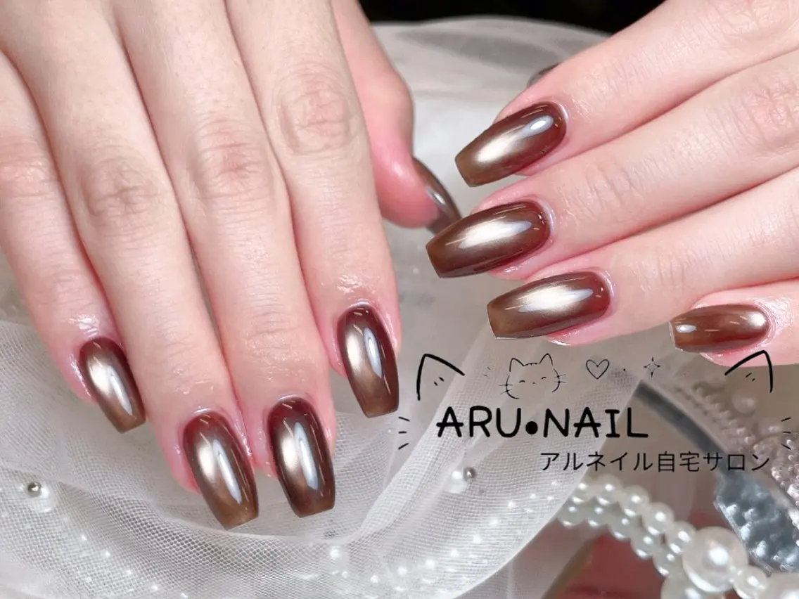 ネイル マグネットネイル マグネットワンカラー ワンカラーネイル ハンドネイル ARU·NAIL 自宅サロン港区宝神のネイルデザイン