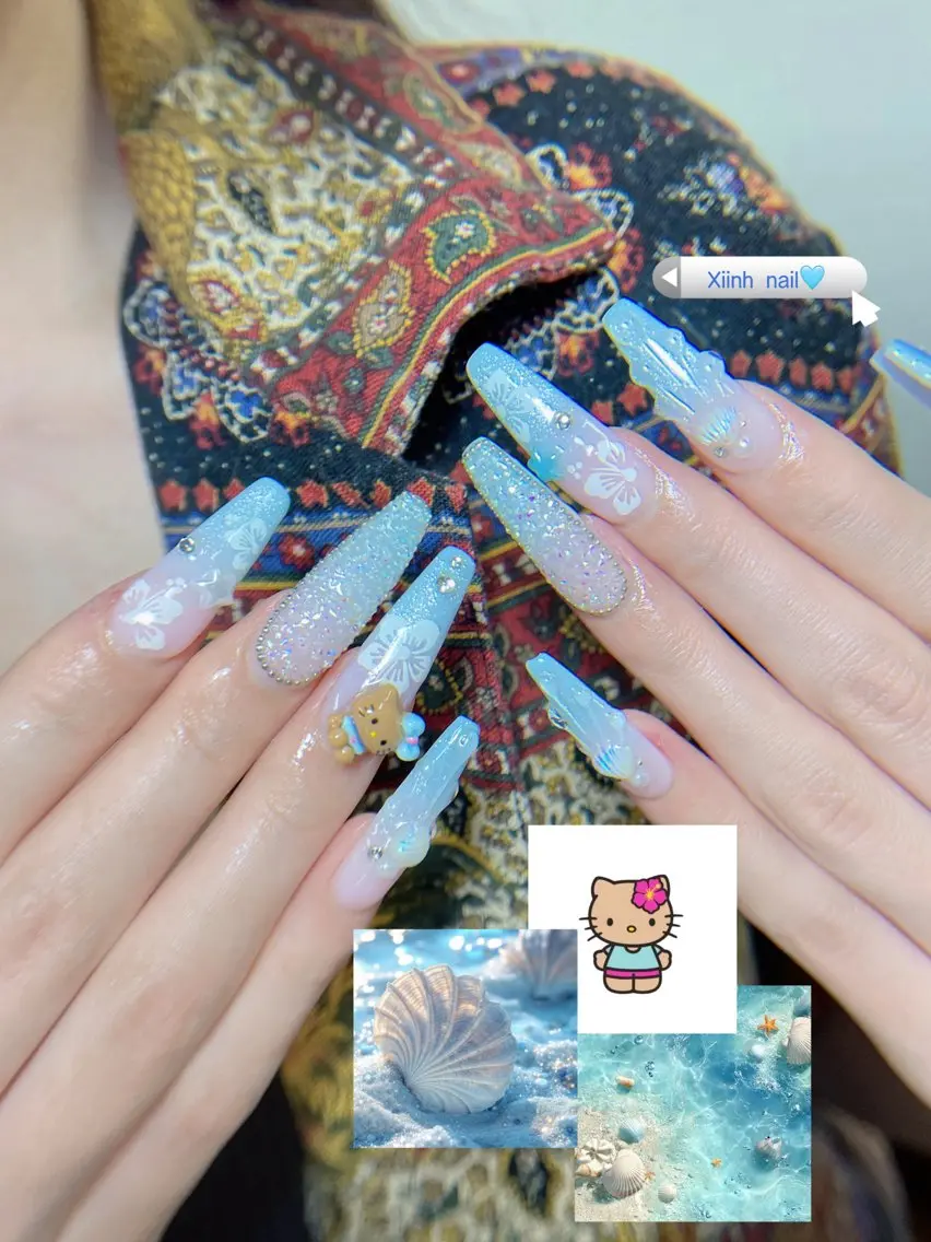 ネイル 長さ出し ガーリー 韓国ネイル 持ち込み ワンホンネイル ハンドネイル YURI NAILのネイルデザイン