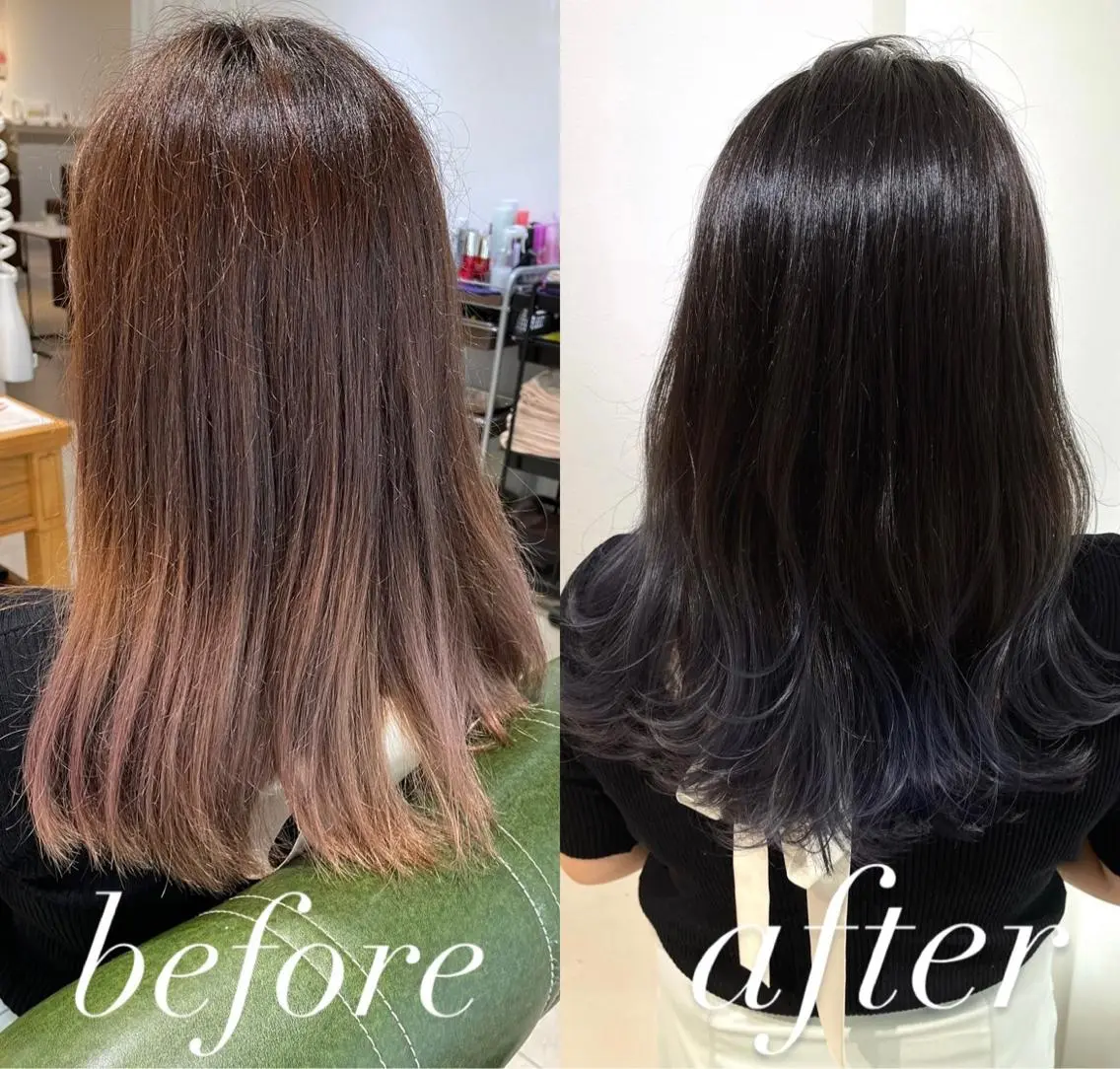 ミディアム カラー ブリーチ ブルーカラー ブルーバイオレット バイオレットカラー ヘアカラー トリートメント 過去一の柔髪ヘア 🌿einshairのヘアスタイル