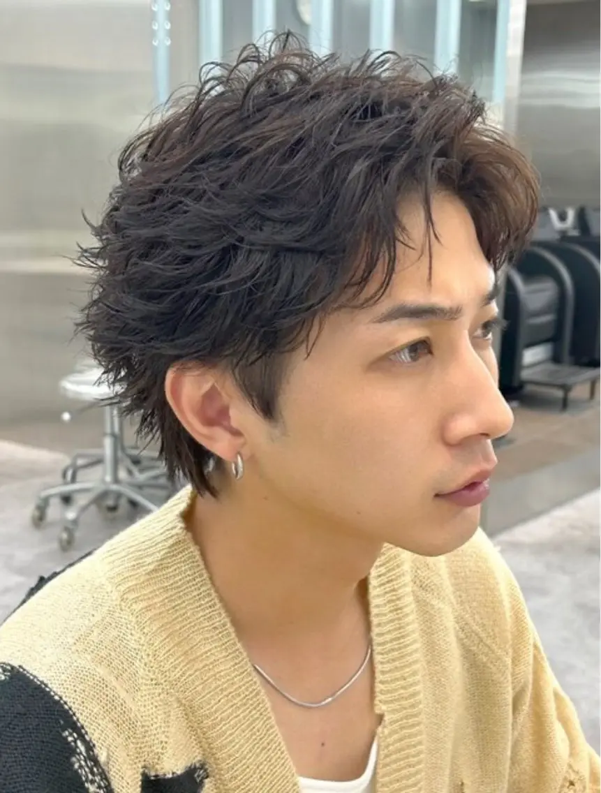 パーマ メンズ パーマ 中谷海里/フェザー パーマ/スパイキーのヘアスタイル