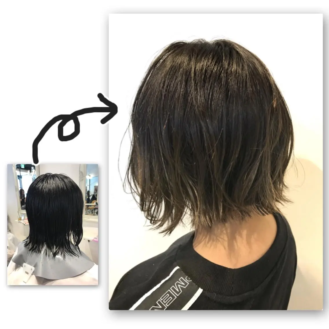 ショート カラー グラデーションカラー グレージュ ボブ 外ハネヘア 二児のパパで店長な 戸田健治のヘアスタイル
