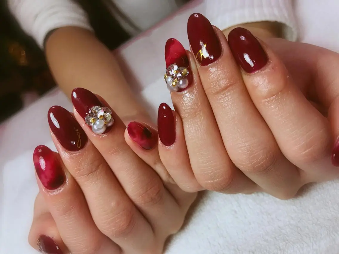 ネイル べっ甲ネイル 赤色 Era nailのネイルデザイン
