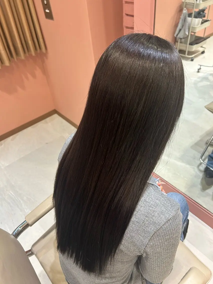 ロング パーマ 酸性ストレート ストレートパーマ 鍋島 平のヘアスタイル