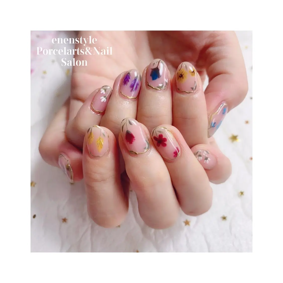 ミディアム ネイル ハンドネイル 🐾enen style 🐾のネイルデザイン