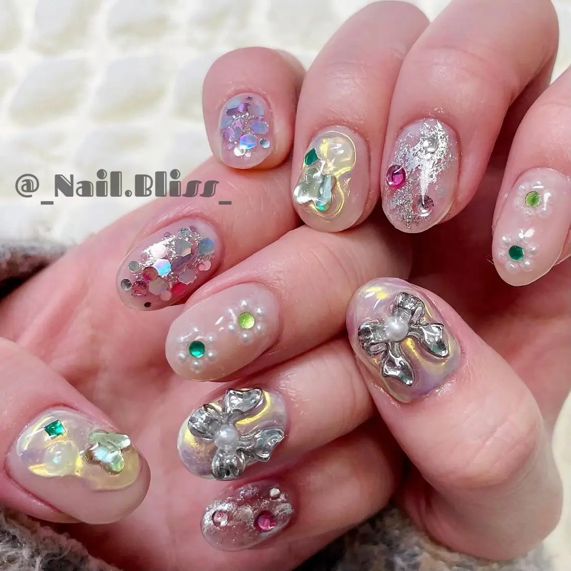 ネイル クリアネイル 春ネイル ハンドネイル NAIL BLISSのネイルデザイン