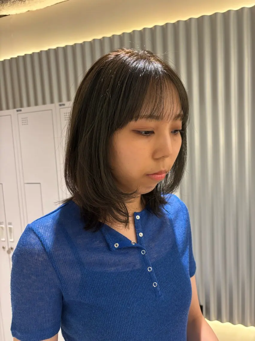 ミディアム カラー パーマ ヘアアレンジ グレージュ オリーブグレージュ オリーブグレー カット ヘアカラー トリートメント ヘッドスパ ヘアセット 押切 響　のヘアスタイル