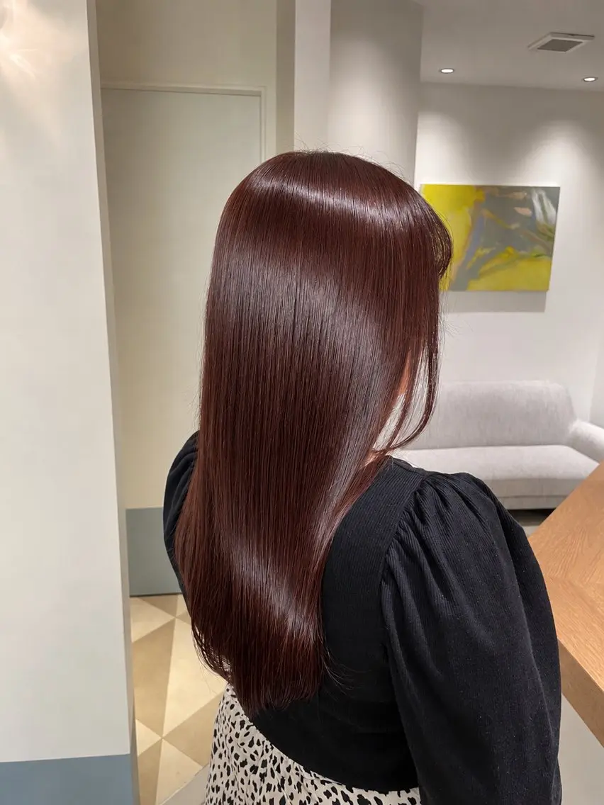 セミロング カラー パーマ ブラウンカラー ヘアカラー トリートメント ヒナ/酸性ストレート /レイヤーカットのヘアスタイル