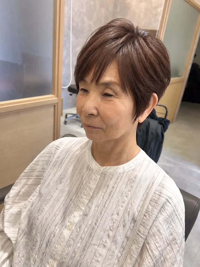 ショート カラー 髪質改善 トリートメント ヘアカラー 久木原 ゆりのヘアスタイル