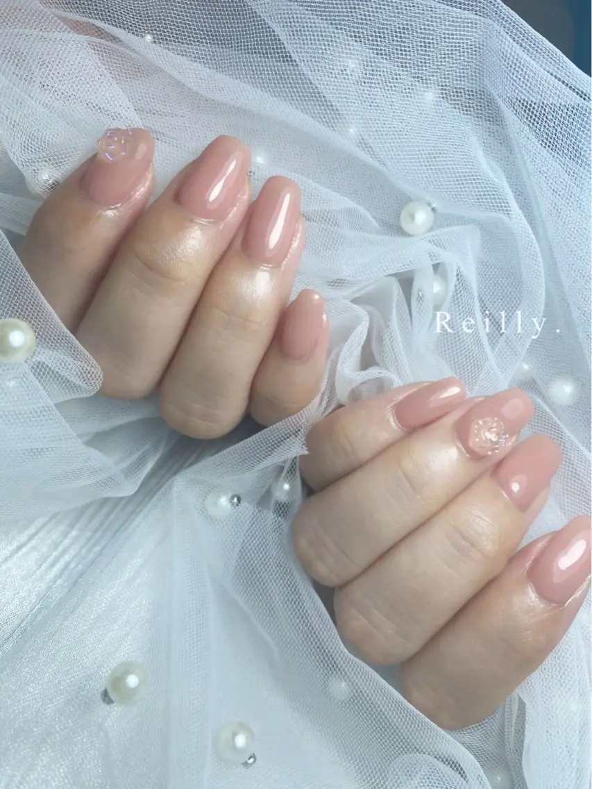 ネイル フラッシュネイル フレンチネイル ジェルネイル グラデーション ラメ(グリッター) Marina 《REILLY.》のネイルデザイン