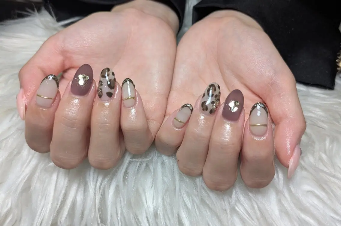 ネイル アニマル柄 シンプルネイル ハンドネイル m&pPrivate nailsalonのネイルデザイン