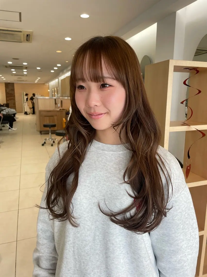 ロング 顔まわりレイヤー 姫カット 韓国風ヘア レイヤーカット ロング 🧸SAKI🎀 韓国レイヤーのヘアスタイル