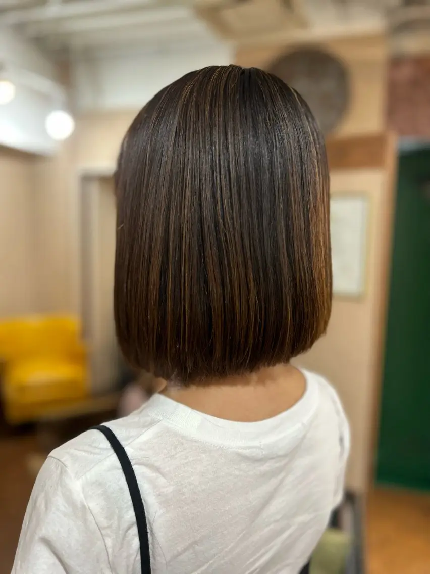 ミディアム カラー ハイライトカラー ボブ ハイライト カット ヘアカラー 艶髪/髪質改善/ レイヤー/鈴木慎一のヘアスタイル