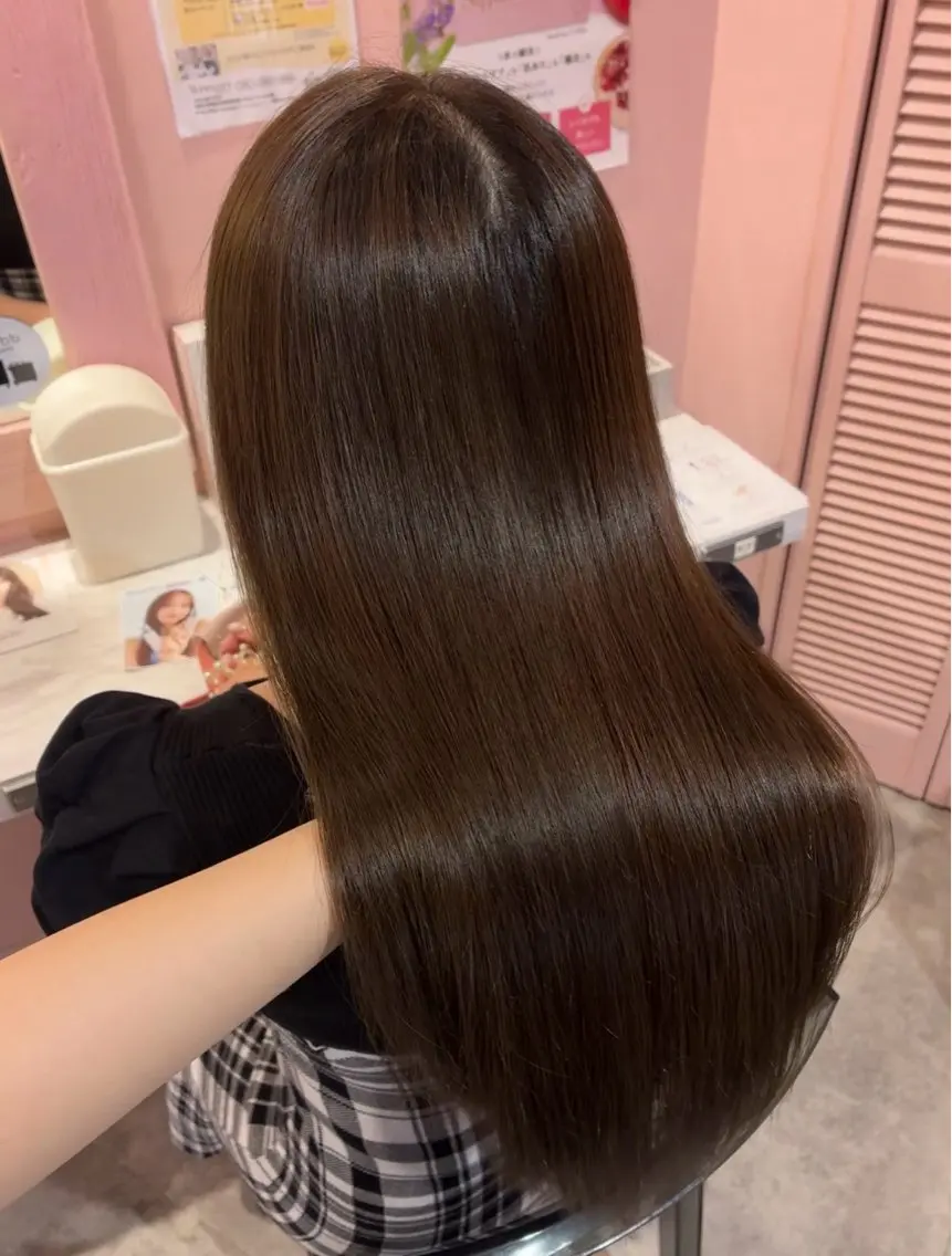 セミロング カラー ベージュカラー 透明感カラー オレンジ ヘアカラー トリートメント 美髪縮毛矯正/透明感 カラー/AIRI🦋のヘアスタイル