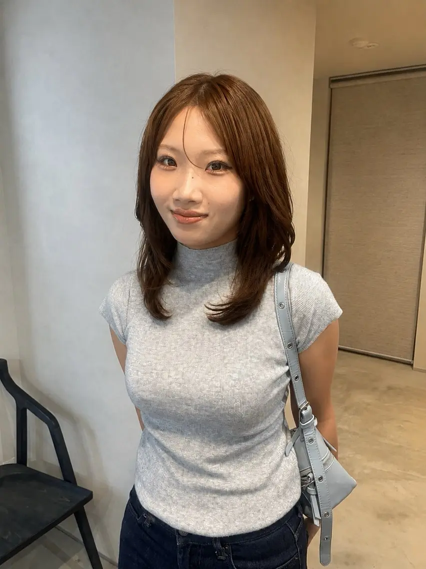 ミディアム ヘアカラー 明日空／京都 ／福井美悠のヘアスタイル