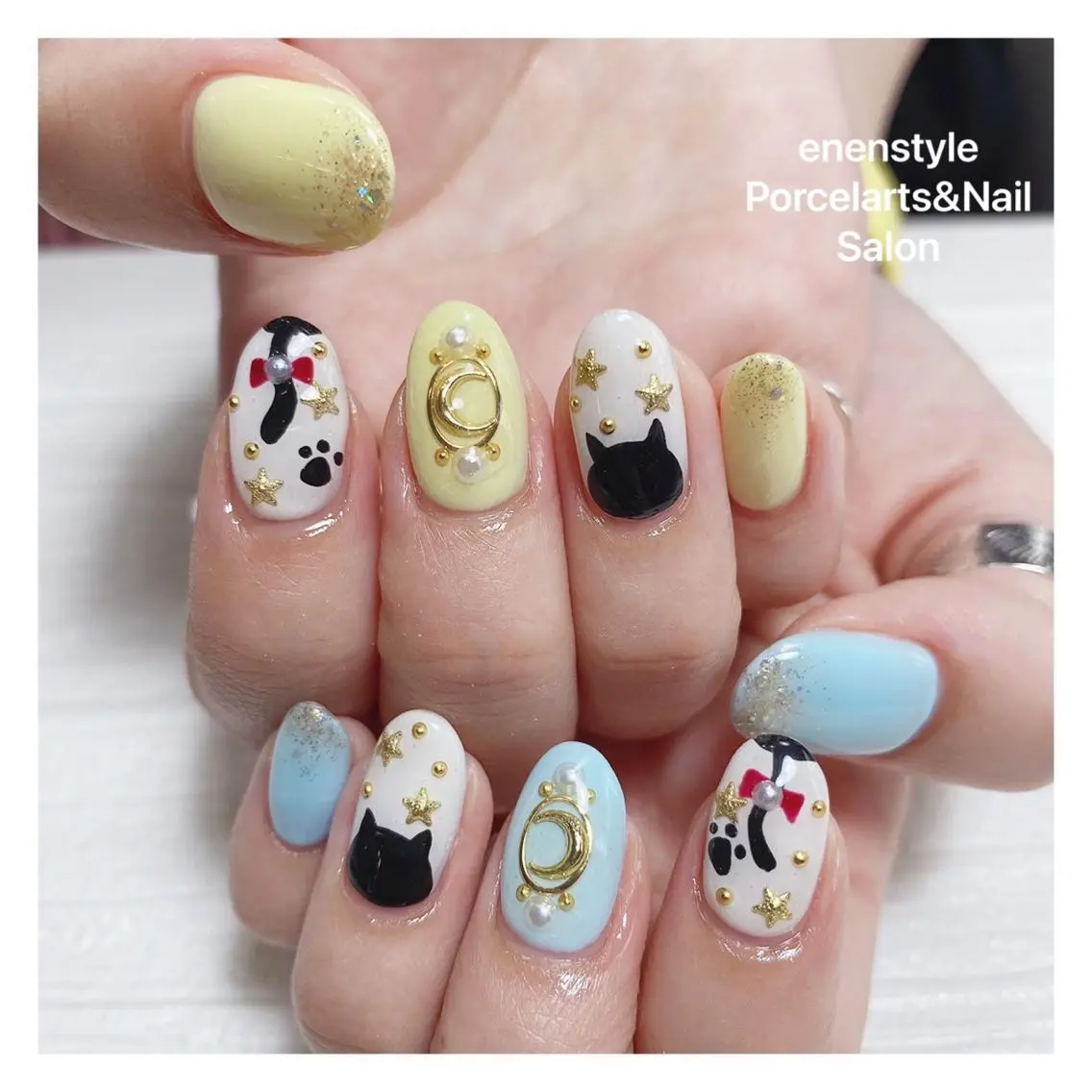 ミディアム ネイル ハンドネイル 🐾enen style 🐾のネイルデザイン