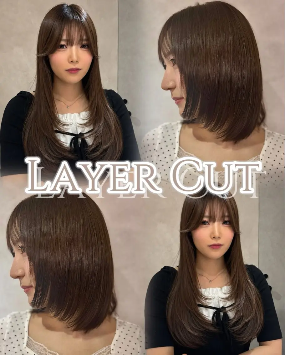 ロング 顔周りカット レイヤーカット 小顔カット カット 暖色/グレージュ 髪質改善SOMAのヘアスタイル