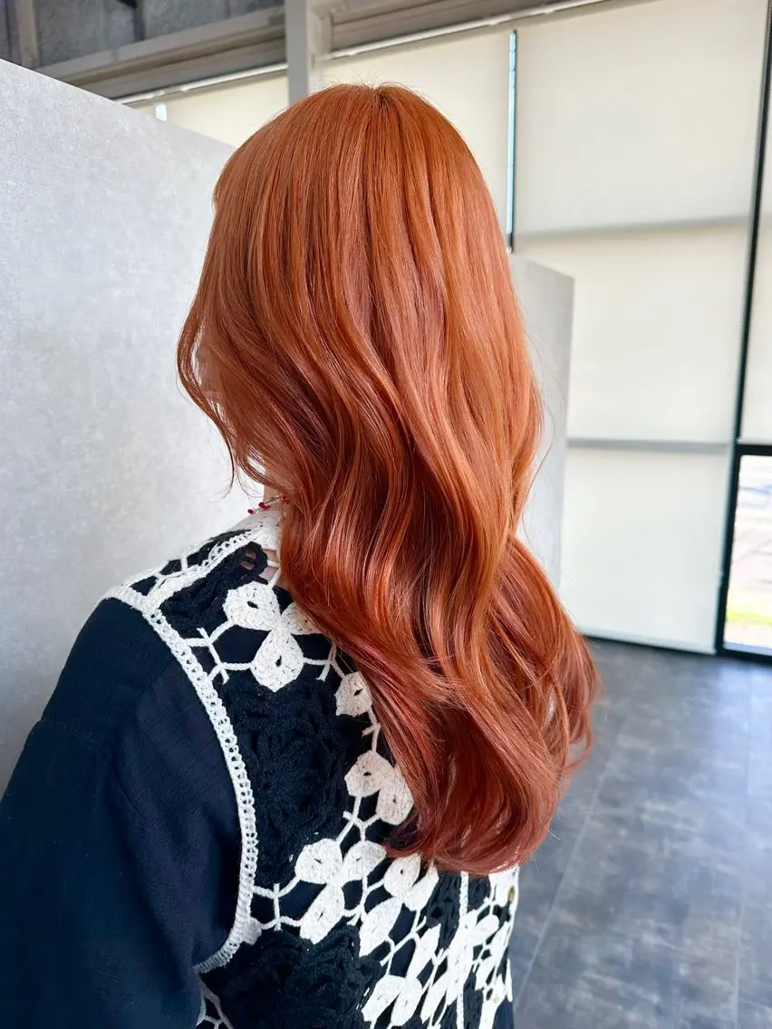 ロング カラー オレンジ ヘアカラー Natsuki OZ安積店のヘアスタイル